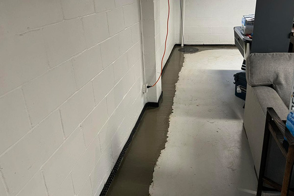 Basement waterproofing work